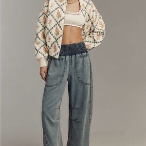 Pilcro Reese 100% Cotton Barrel Leg Pull-On Pants